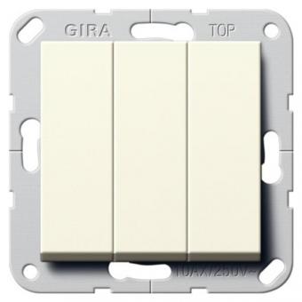 Выключатель/переключатель трехклавишный с винтовыми клеммами Gira System 55 глянцевый кремовый