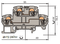 Клемма D2,5/5.N.2L пруж. 2.5мм.кв. синяя