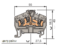 Клемма D2,5/5.I.N.3L пруж. 2.5мм.кв. син.