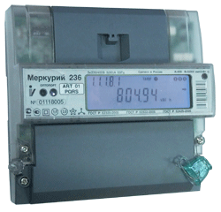Счетчик электроэнергии трансформаторного подключения Меркурий 236 ART-03 PQL 5(10)А трехфазный (380В) многотарифный, на DIN-рейку, PLC-I