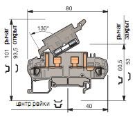 Клемма D2,5/8.SFT.2L пруж. 2.5мм.кв., держатель предохранителя 5х20, 5х25 мм., с тестовыми гнездами