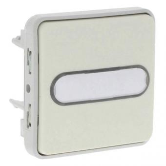 Кнопочный выключатель  с нормально-открытым контактом и подсветкой 10А с держателем этикетки Legrand Plexo IP55 белый