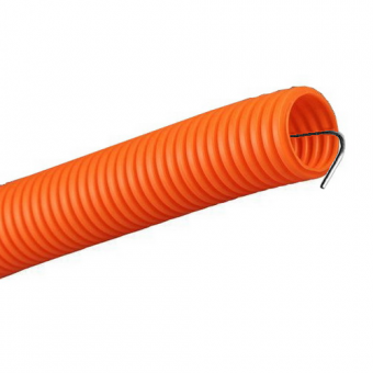 Труба ПНД гофрированная легкая с протяжкой оранжевая DKC Octopus (диаметр: 50 мм) [бухта: 15м]
