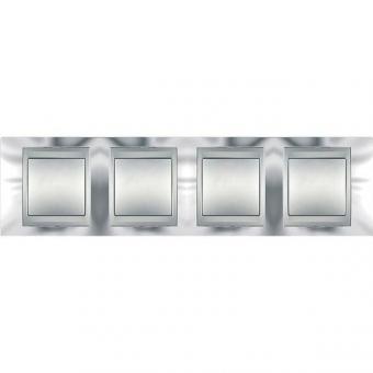 Рамка с алюминиевым декоративным элементом на четыре поста горизонтальная Schneider Electric Unica Top хром