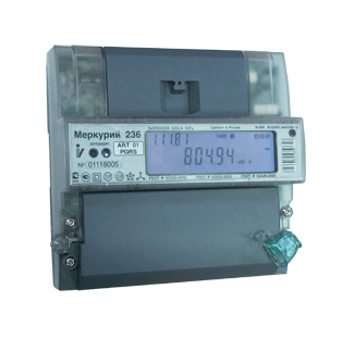 Счетчик электроэнергии прямого включения Меркурий 236 ART-02 PQL 10(100)А трехфазный (380В) многотарифный, на DIN-рейку, PLC-I