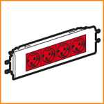 Розетка Legrand Mosaic DLP 4х2К+3 красная с блокировкой с рамкой и суппортом