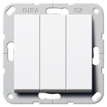 Выключатель/переключатель трехклавишный с винтовыми клеммами Gira System 55 глянцевый белый