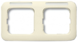 Рамка 2-постовая, горизонтальная, с полем для надписи, серия Busch-Duro 2000 SI, цвет слоновая кость