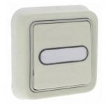 Кнопочный выключатель с подсветкой с нормально-открытым и нормально-закрытым контактами 10А с держателем этикетки Legrand Plexo IP55 белый