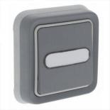 Кнопочный выключатель с подсветкой с нормально-открытым и нормально-закрытым контактами 10А с держателем этикетки Legrand Plexo IP55 серый