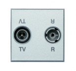 Axolute Двойная коаксиальная оконечная розетка для TV и радиосигнала, 2 модуля, цвет алюминий