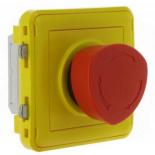 Кнопка экстренного отключения с фиксацией  3А- 230В Legrand Plexo  желтая панель красная кнопка