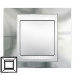 Рамка хамелеон с белым декоративным элементом на один пост Schneider Electric Unica серебро