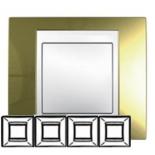 Рамка хамелеон с белым декоративным элементом на четыре поста Schneider Electric Unica золото