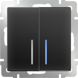 Выключатель двухклавишный с подсветкой Werkel (черный)